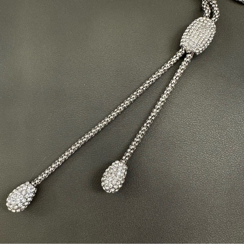 Chico's Pave Y Ann Lariat Rhinestone Necklace NWT - Picture 3 of 4
